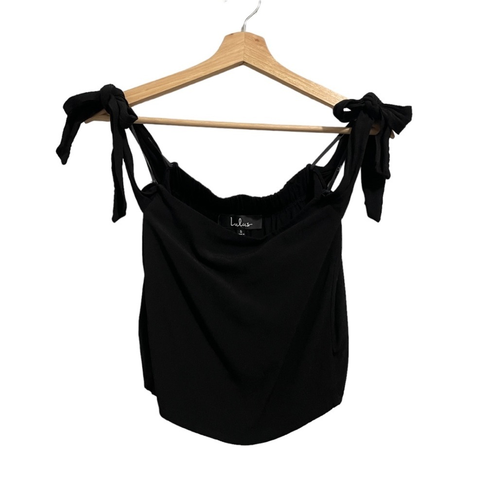 Lulu’s Top Tie Straps Black Sleeveless Cropped Womens Small S